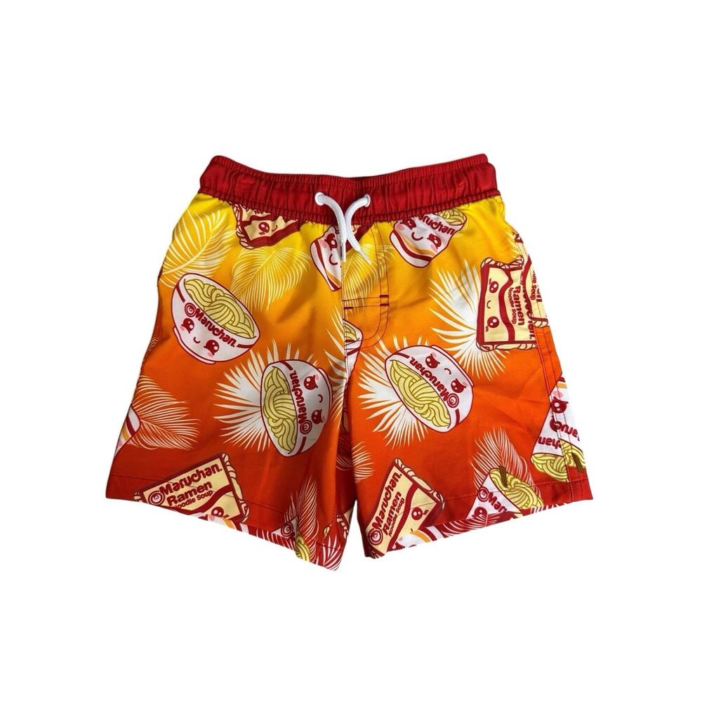 Maruchan Ramen Boys Palms Graphic Swim Shorts XS 4-5 New